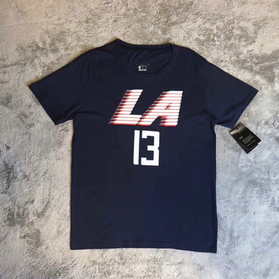 夏季男子洛杉矶快船队LA13号保罗乔治运动篮球速干训练短袖T恤