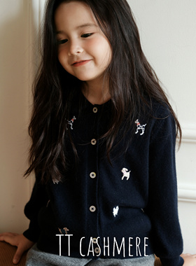 TTcashmere山羊绒儿童男童女童纯山羊绒小翻领卡通针织开衫短裤