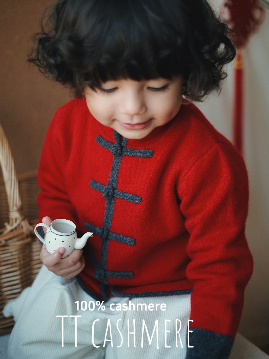 山羊绒针织衫毛衣中国红