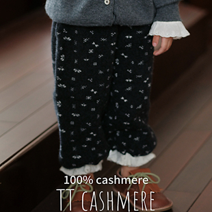 cashmere女童加厚可爱针织保暖可爱软糯黑白韩系花边裤