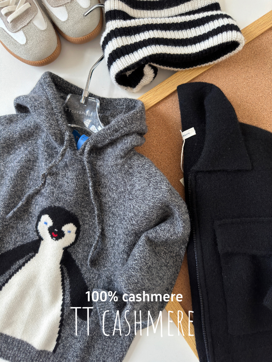 蒙威飒山羊绒连帽儿童羊绒衫