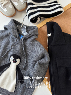 可爱小企鹅连帽加厚男女儿童羊绒衫 TTcashmere秋冬新款 JAY同款