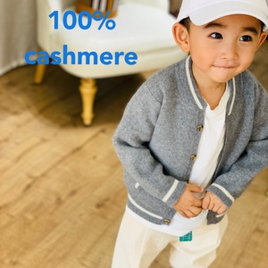 TTcashmere2021秋冬新款儿童男童羊绒衫帅气棒球服加厚毛衣父子款