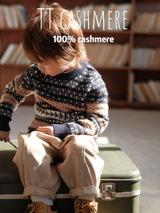 TTcashmere新款康赛妮100%山羊绒男女儿童费尔岛加厚圆领羊绒衫