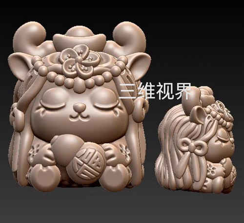 萌鹿女孩 卡通 stl圆雕图三维立体图雕刻机3D打印模型1449