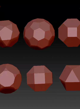 三维立体图圆雕图3d打印stl格式球体多面体6款打包3d模型1496