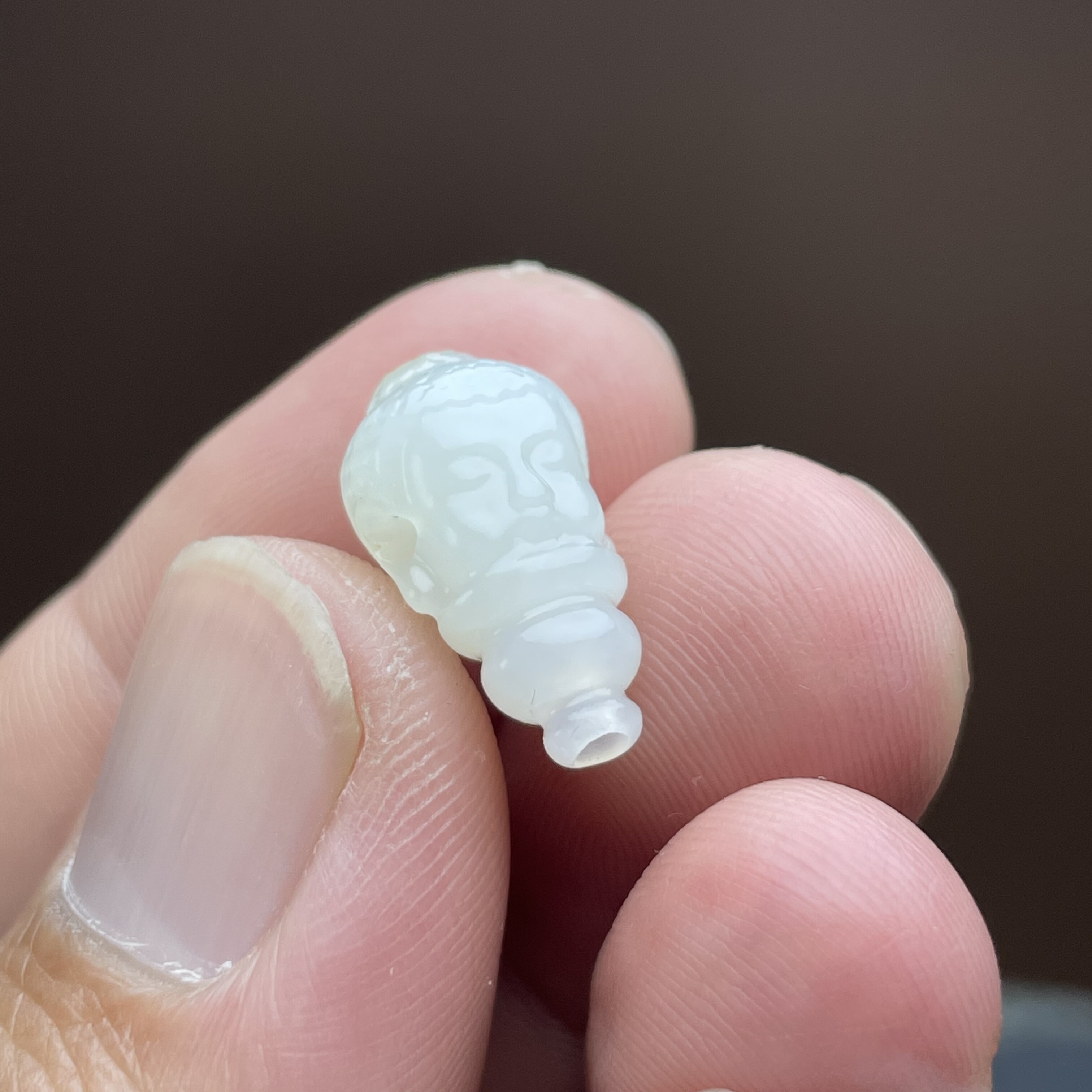 天然和田玉羊脂白玉佛头三通文玩配饰籽料宝宝佛如来佛祖串珠手链