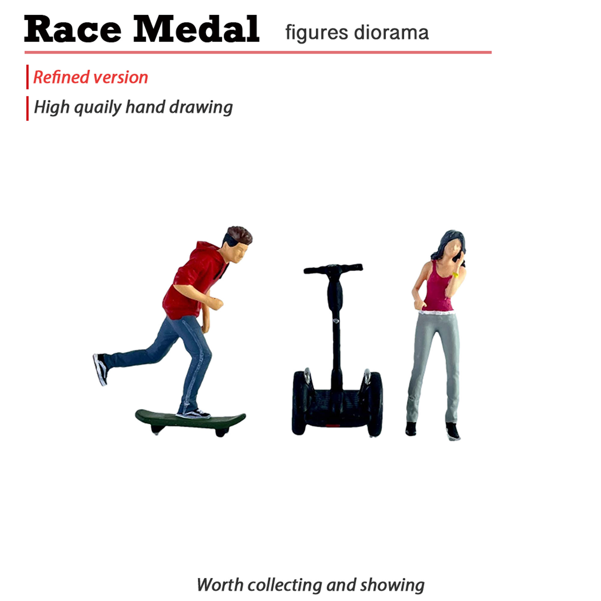 户外运动 滑板 平衡车 游戏 1:64车模收藏 微缩草坪 树脂模型现货
