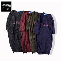 Tide thương hiệu size lớn áo thun nam tay ngắn chất béo người đàn ông cộng với phân bón để tăng vòng cổ áo thun mùa hè chất lỏng lỏng lẻo nửa chữ tay - Áo phông ngắn áo cộc tay