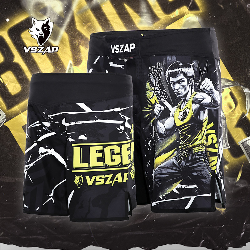 VSZAP李小龙健身训练格斗短裤男
