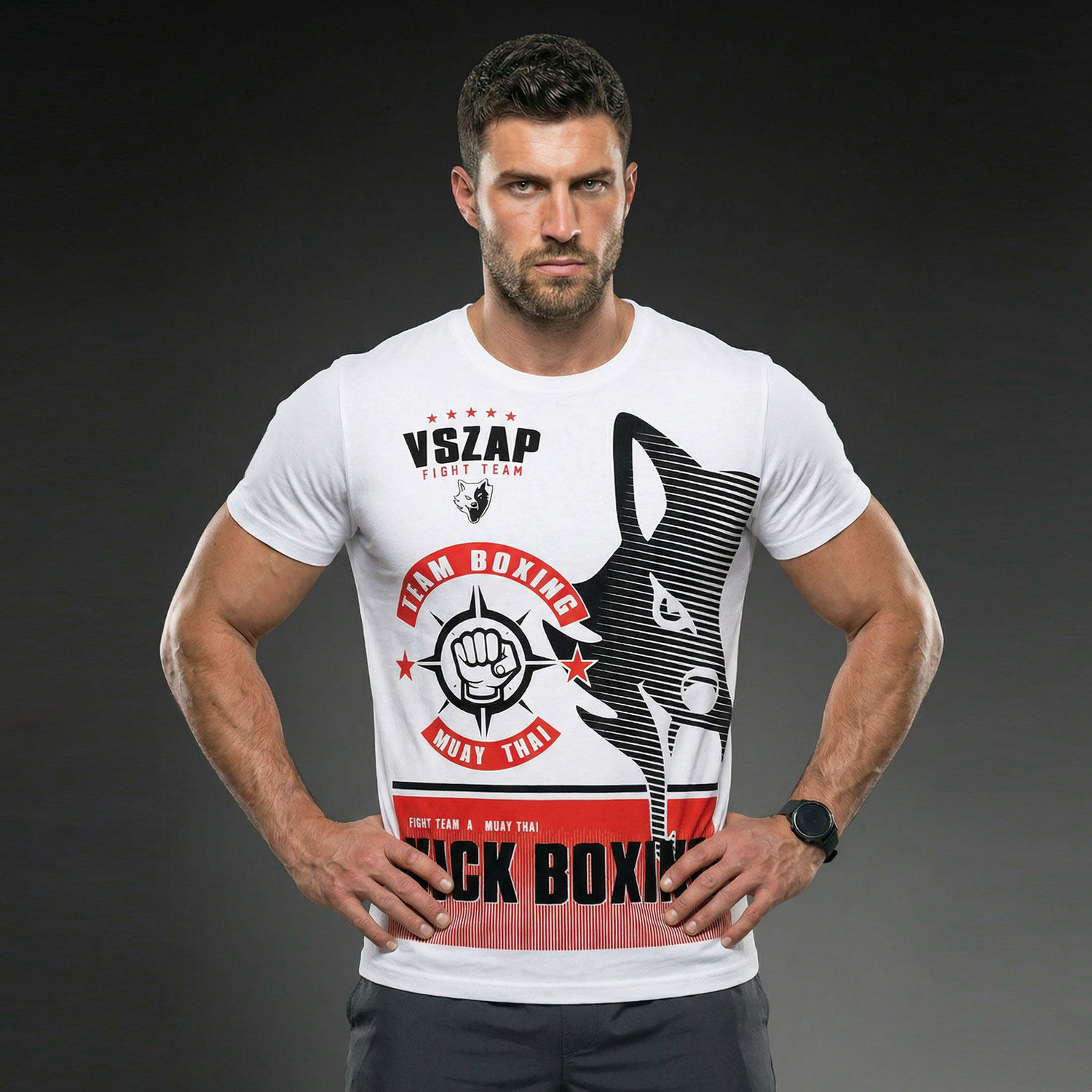 VSZAP搏击踢拳休闲格斗训练短袖MMA运动弹力棉UFC健身T恤泰拳击服