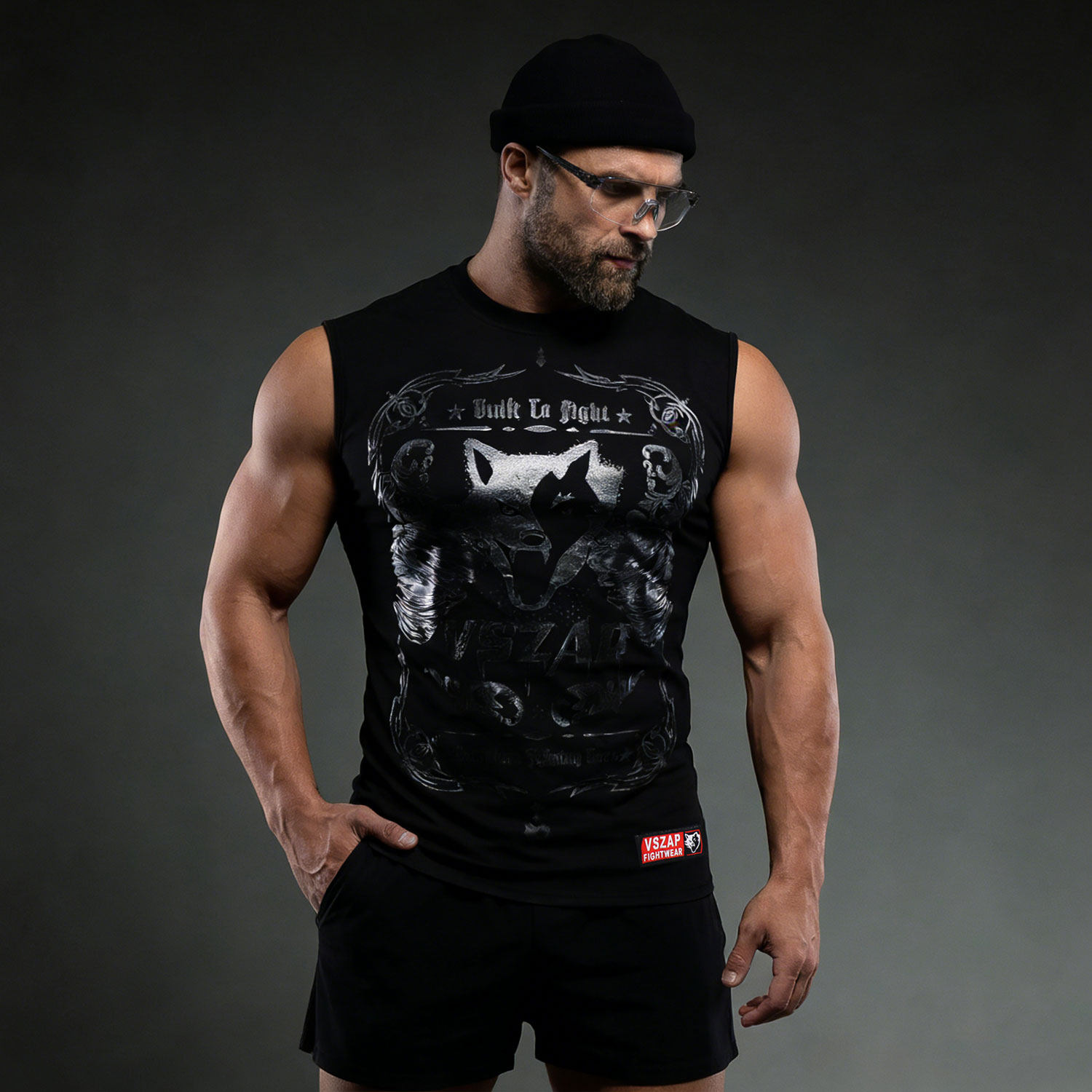 VSZAP运动背心搏击健身无袖T恤MMA纯棉格斗UFC柔术散打泰拳训练男