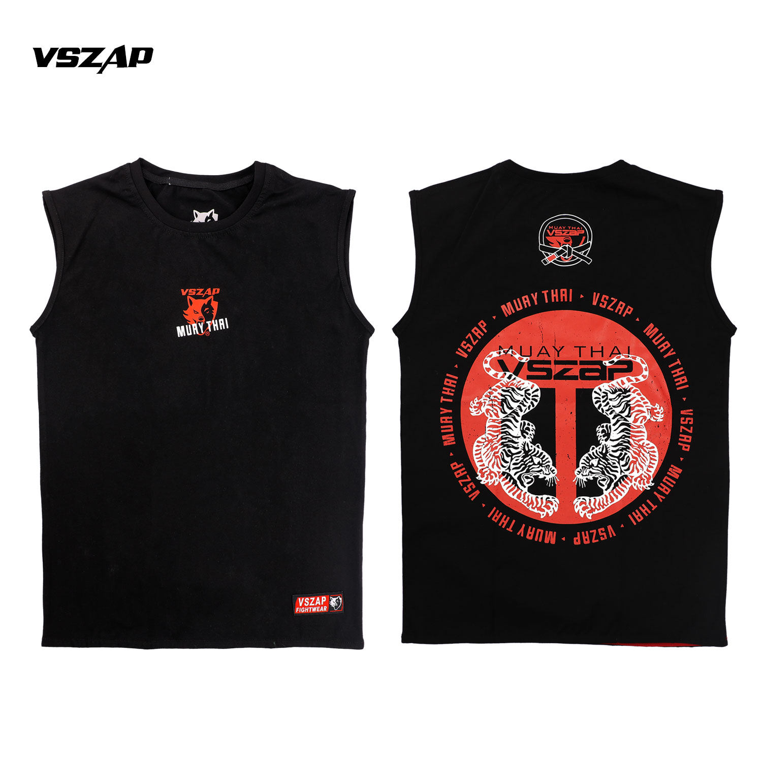 VSZAP泰拳搏击纯棉休闲运动健身MMA格斗无袖背心男女比赛训练健身