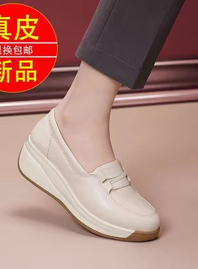 软底舒适懒人鞋2025春秋新款防滑休闲软皮单鞋摇摇鞋时尚外摇摇鞋