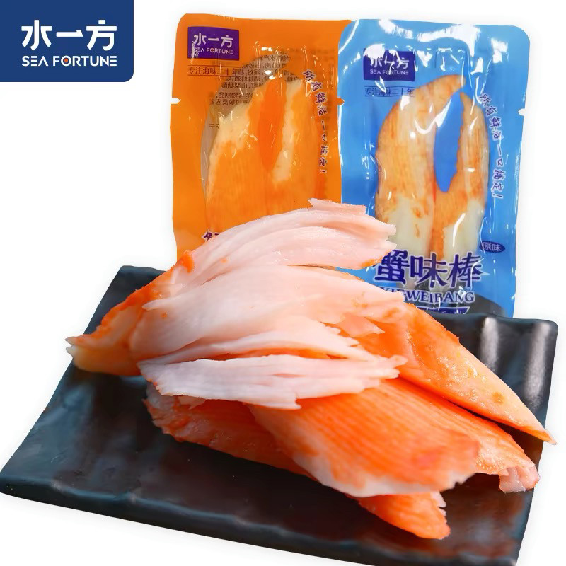 水一方手撕蟹味棒250g大连特产香辣蟹柳原鲜蟹足棒即食海味零食
