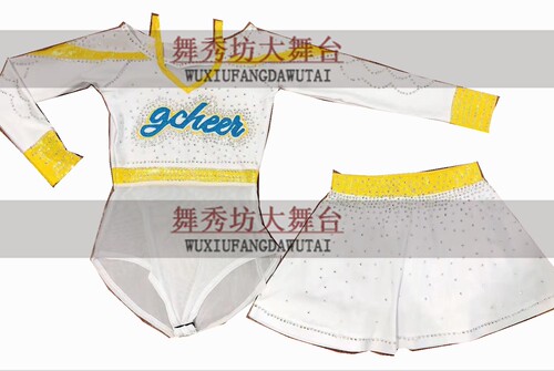 团体技巧啦啦操比赛服 烫钻款啦啦操服 花球操 拉拉队服L-12348