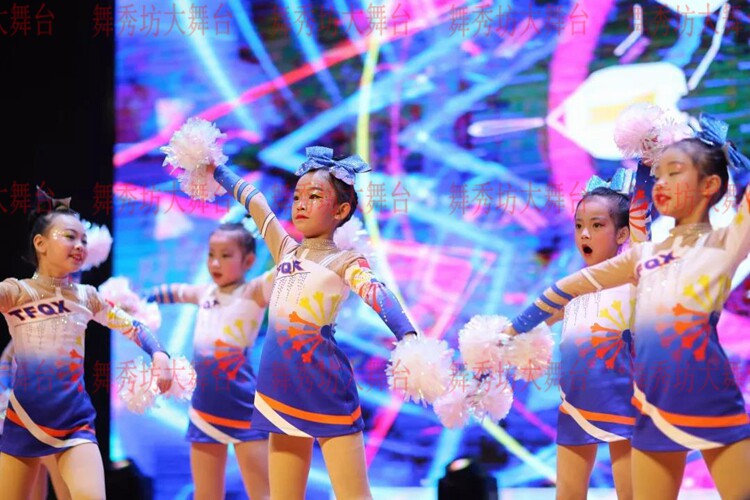 2021新款儿童连体花球啦啦操比赛服 竞技体操舞蹈服 健身操服