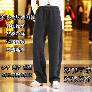 韩国ASH【羊毛镰刀裤】520g加厚保暖抗寒直筒裤女显瘦遮肉垂感足