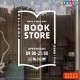 网红书店玻璃贴纸图书馆书屋营业时间静电贴画扫码 下单定制装 饰贴