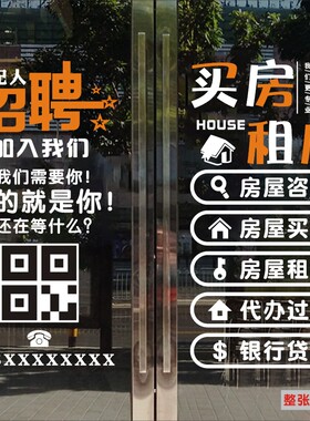 房产中介玻璃门橱窗贴纸