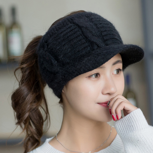 冬季帽子女潮休闲韩版加绒护耳保暖毛线帽秋冬女士时尚空顶针织帽