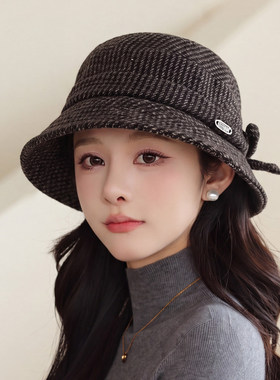 洋气蝴蝶结优雅保暖妈妈开叉盆帽