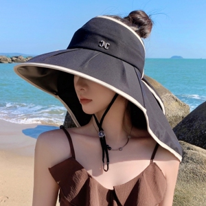 防晒帽女大檐遮脸披肩防紫外线夏季太阳骑行户外空顶遮阳登山帽子