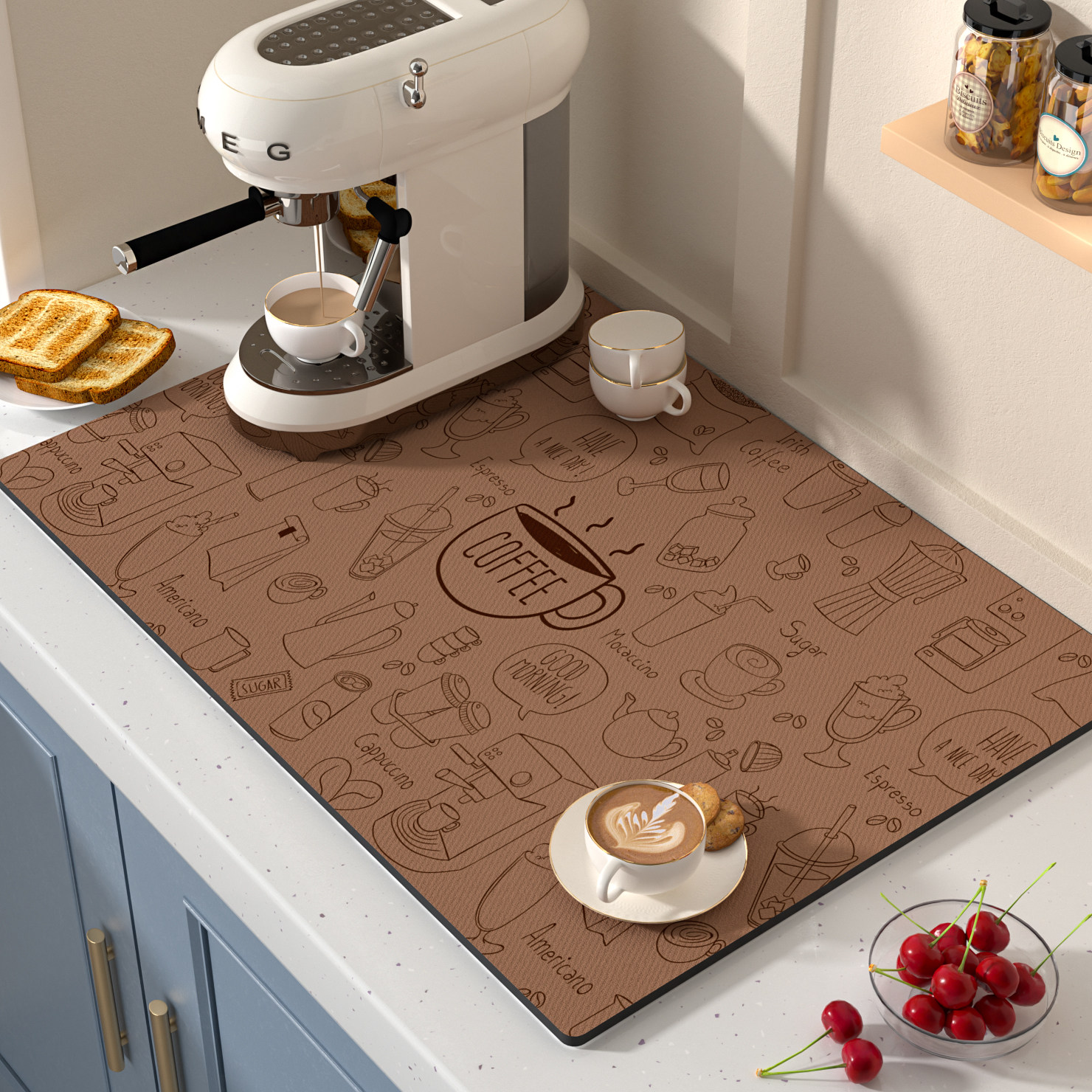 咖啡机桌垫咖啡色吧台垫吸水速干耐用免洗无味食品级硅藻泥滤水垫
