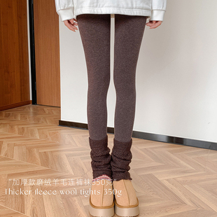 2025秋冬加厚款 袜350克 螺纹羊毛保暖羊羔毛加厚连裤
