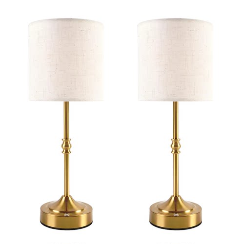 轻奢亚麻色鎏金触控床头灯