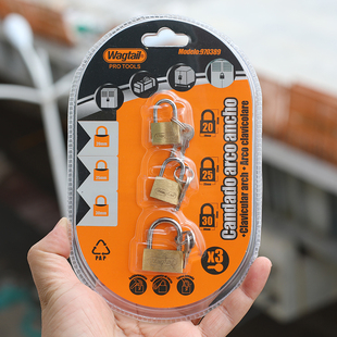 出欧洲Wagtail pro tools 小铜锁三把装柜锁箱包锁记事本锁双钥匙