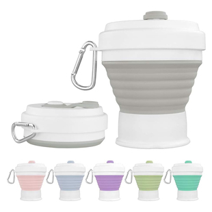 出口好料！硅胶折叠杯旅行露营马克杯 马克龙色户外伸缩水杯350ML