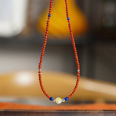 珞有时「柿柿顺遂」天然南红项链女新中式本命年新年礼物