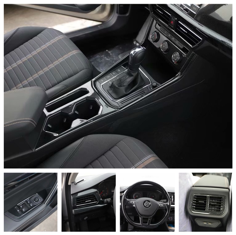 18-19款朗逸碳纤维内饰贴 改装桃木内饰 中控排挡方向盘电动窗贴