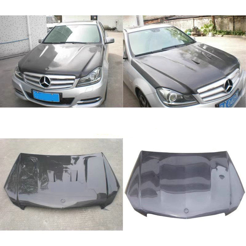 适用于07-10款奔驰C级W204 C180 C200 C280 C300改装专用碳纤机盖