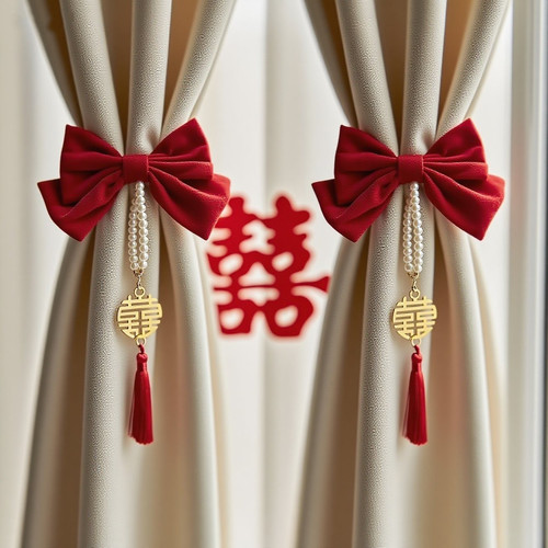 结婚窗帘绑带一对婚礼拉花婚房布置女方装饰高级客厅卧室婚庆套装