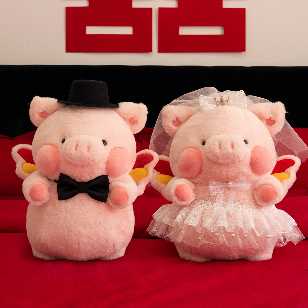 糊涂娘娘结婚压床娃娃一对可爱婚纱小猪婚房婚庆公仔新婚礼物玩偶