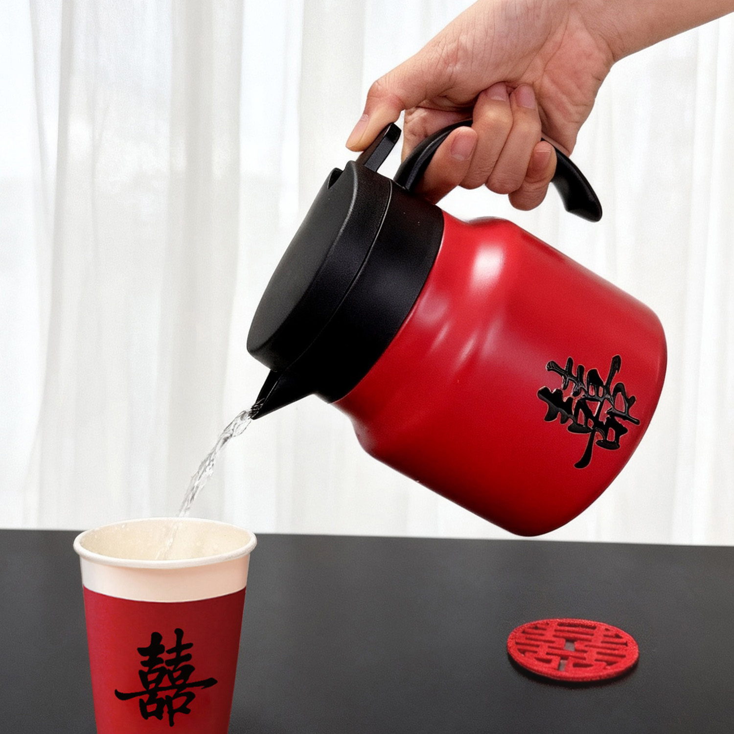 糊涂娘娘2025新款保温壶家用结婚红色陪嫁一对暖热水壶瓶送礼喜壶