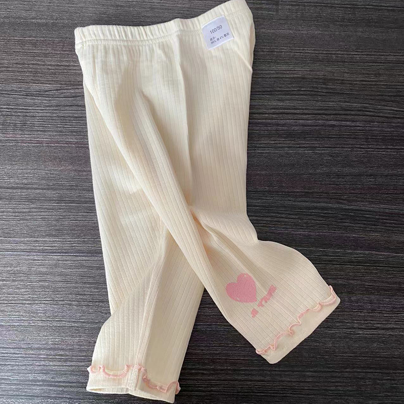 乐家剩余布料夏季纯棉高弹七分裤童装特卖女童打底裤坑条显瘦