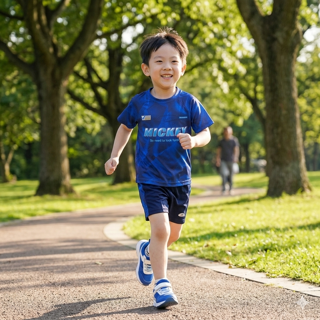 迪家男童夏季凉感速干运动短袖短裤套装100.110.120特卖 - 实物图