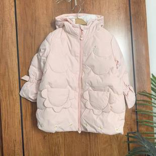 乐家中长款羽绒服100码粉色110特卖