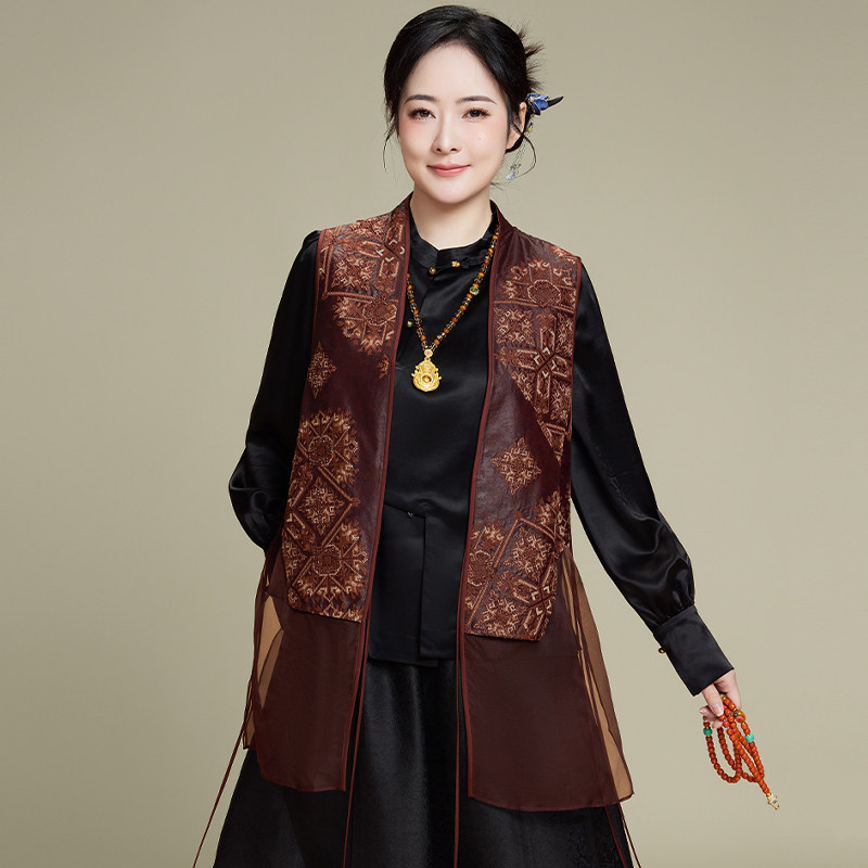 新中式马甲国风香云纱2026春夏新款古风丝绸马甲开衫外套唐风女装