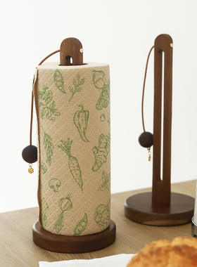 枝悟 相思木厨房纸巾架 中古风文艺家居实木卷纸架保鲜膜架免打孔