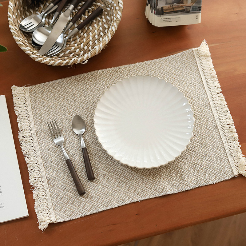 黄麻流苏餐垫素色家用隔热垫