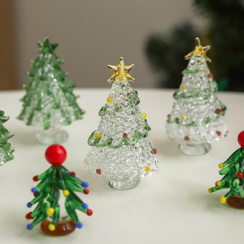 拉丝圣诞树小摆件节日场景布置