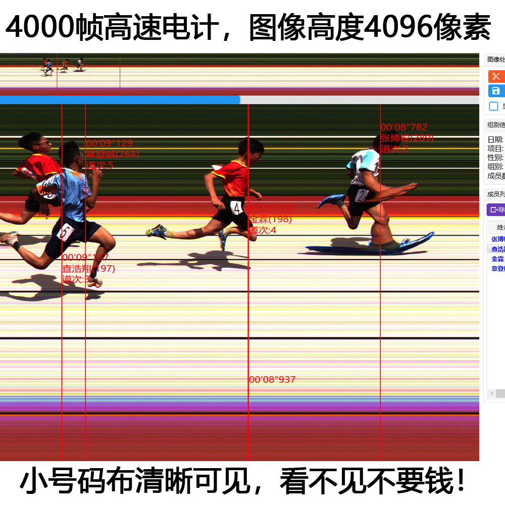 Track and field electronic timing equipment Sports meeting scheduling system End-point camera system Video recording system 100-meter race