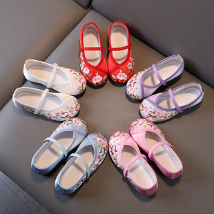 汉服鞋子女童老北京儿童绣花鞋古装学生童鞋中国风表演出手工布鞋