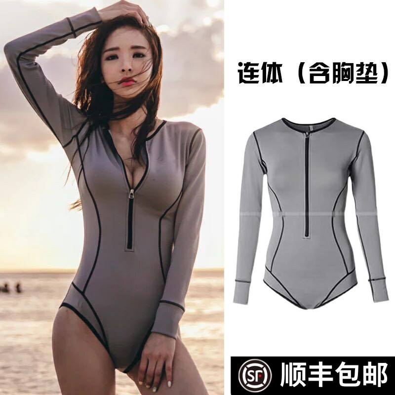 冲浪服长袖泳衣女连体显瘦保守水母衣防晒速干透气速干潜水服新款