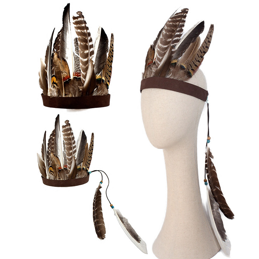dy新款印第安头饰表演野人头饰发饰男摄影走秀羽毛头饰夸张个性