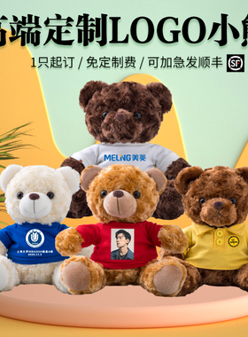 小熊玩偶公仔毛绒玩具定制棕白色泰迪娃娃做T恤校服卫衣刻字LOGO